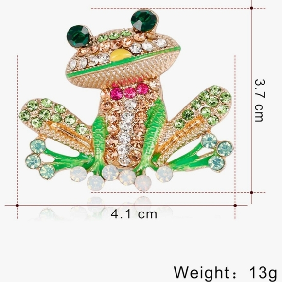 Colorful Frog Brooch with Crystals - Picture 4 of 6